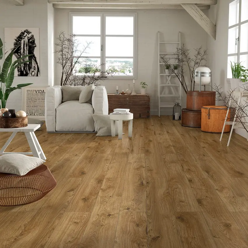 Zdjęcie aranżacyjne strefy mieszkalnej: dąb Clifton strukturyzowana 1-lamelowy Explore panele laminowane - Wiparquet