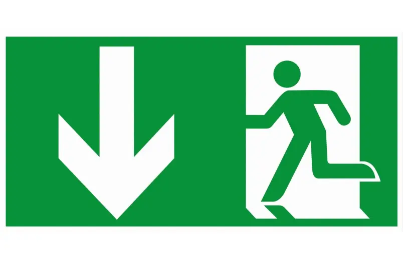 Znak wyjścia ewakuacyjnego ze strzałką w dół - Südmetall