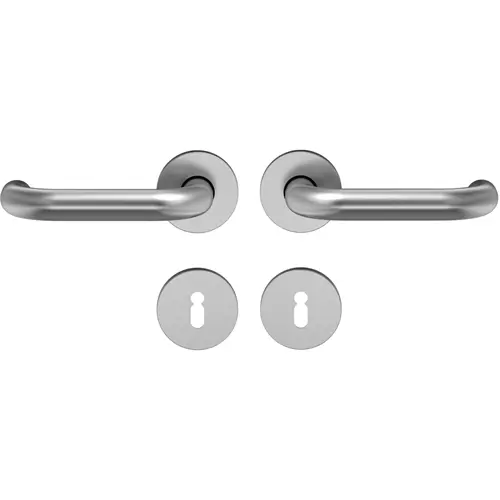 Widok klamki D110 stal nierdzewna matowa z okrągłą rozetą - ECO