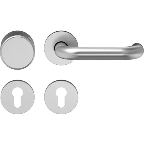 Widok okucia ochronnego D110 gałka-klamka stal nierdzewna matowa z okrągłą rozetą - ECO