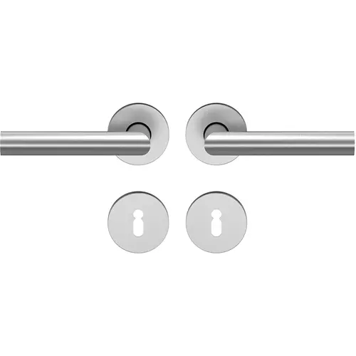 Widok klamki D310 stal nierdzewna matowa z okrągłą rozetą - ECO