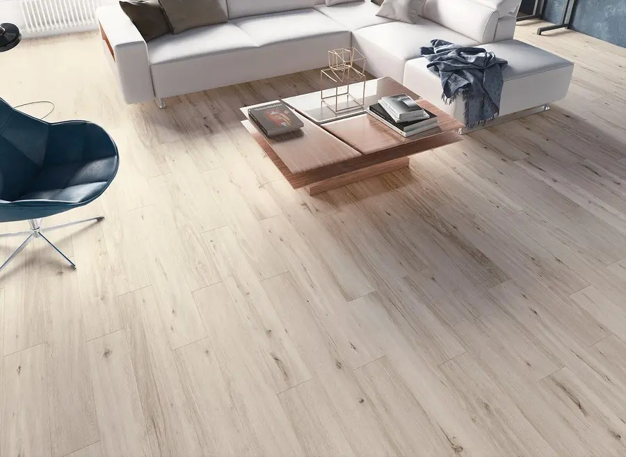 Widok na dąb szczotkowany szary strukturyzowany 1-lamelowy Living panele laminowane - Wiparquet
