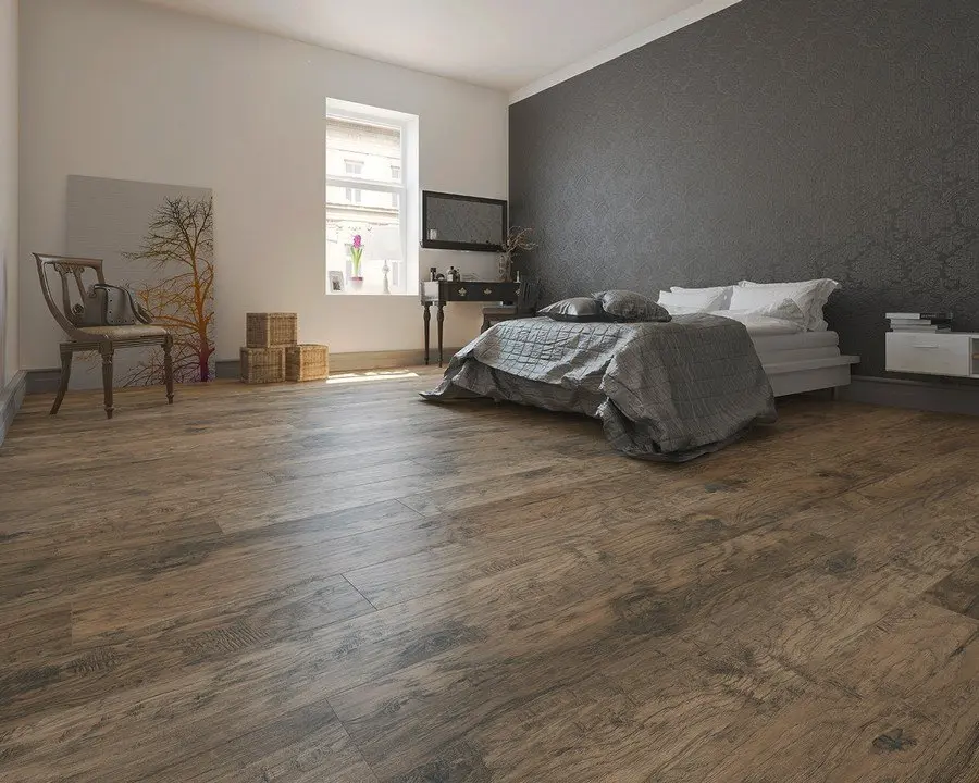 Aranżacja strefy mieszkalnej Triton strukturyzowana 1-lamelowe Expert panele laminowane - Wiparquet