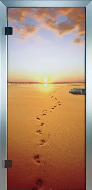 Piktura Loft drzwi szklane Footsteps z nadrukiem kolorowym