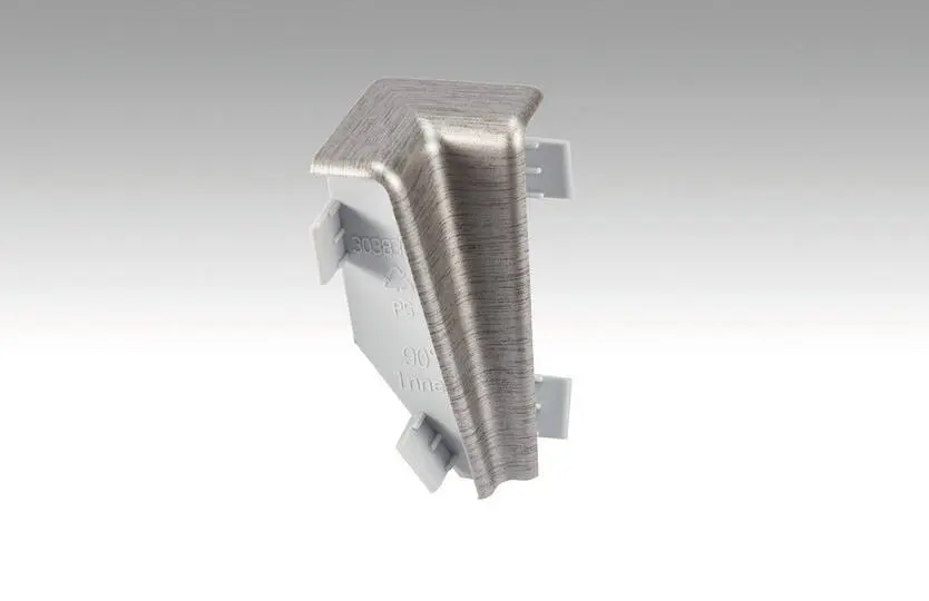 Widok narożnika wewnętrznego o optyce stali nierdzewnej do listew przypodłogowych 3 PK - MEISTER