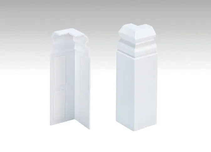 Neutralny, biały narożnik zewnętrzny do listwy przypodłogowej profil 12 PK (samoprzylepny) - MEISTER