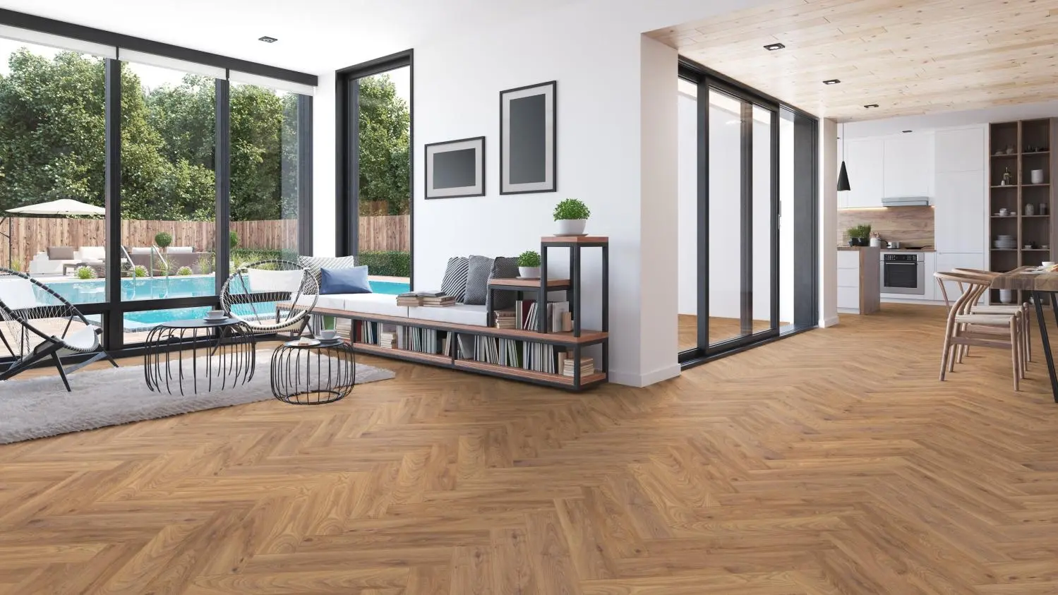 Widok KAINDL panele laminowane dąb BAMBURGH 1-lamelowe jodełka zdjęcie 3