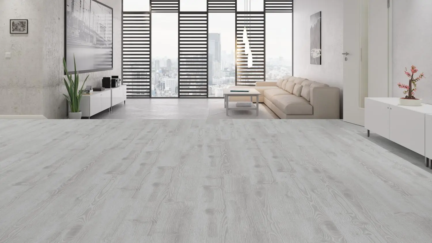 Widok paneli winylowych na klick TARKETT Scandinavian dąb Medium Grey Weathered iD Click Ultimate 30 The Classics zdjęcie 1