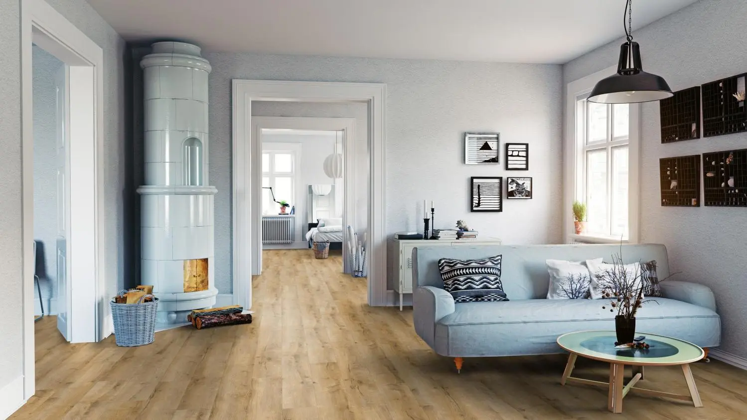 Perspektywa: dąb jasnobrązowy strukturyzowany 1-pasmowy Expert panele laminowane - Wiparquet