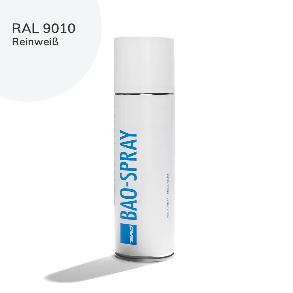 Widok lakieru nawierzchniowego w sprayu biały RAL 9010 - Bao Chemie