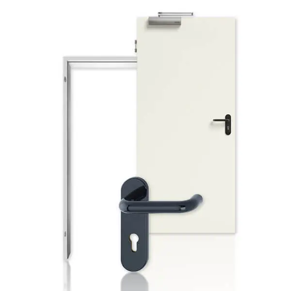 Zdjęcie kompletny zestaw drzwi przeciwpożarowe T30 klasyczna biel A 223 PortaLit w tym ościeżnica stalowa