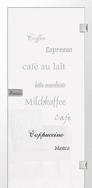 Zdjęcie drzwi szklanych Cafe 2 Mattprint z przezroczystym motywem - Erkelenz