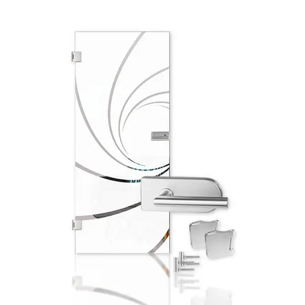 Drzwi szklane Cristall Mattierung z przezroczystym motywem Kompakt w zestawie z zestawem okuć - Erkelenz