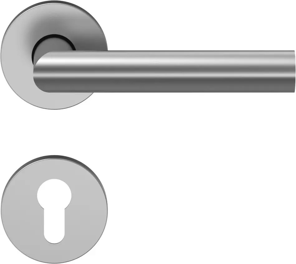 D310 okucie przeciwpożarowe gałka-klamka, widok aluminium F1 z zaokrąglonymi rozetami - ECO