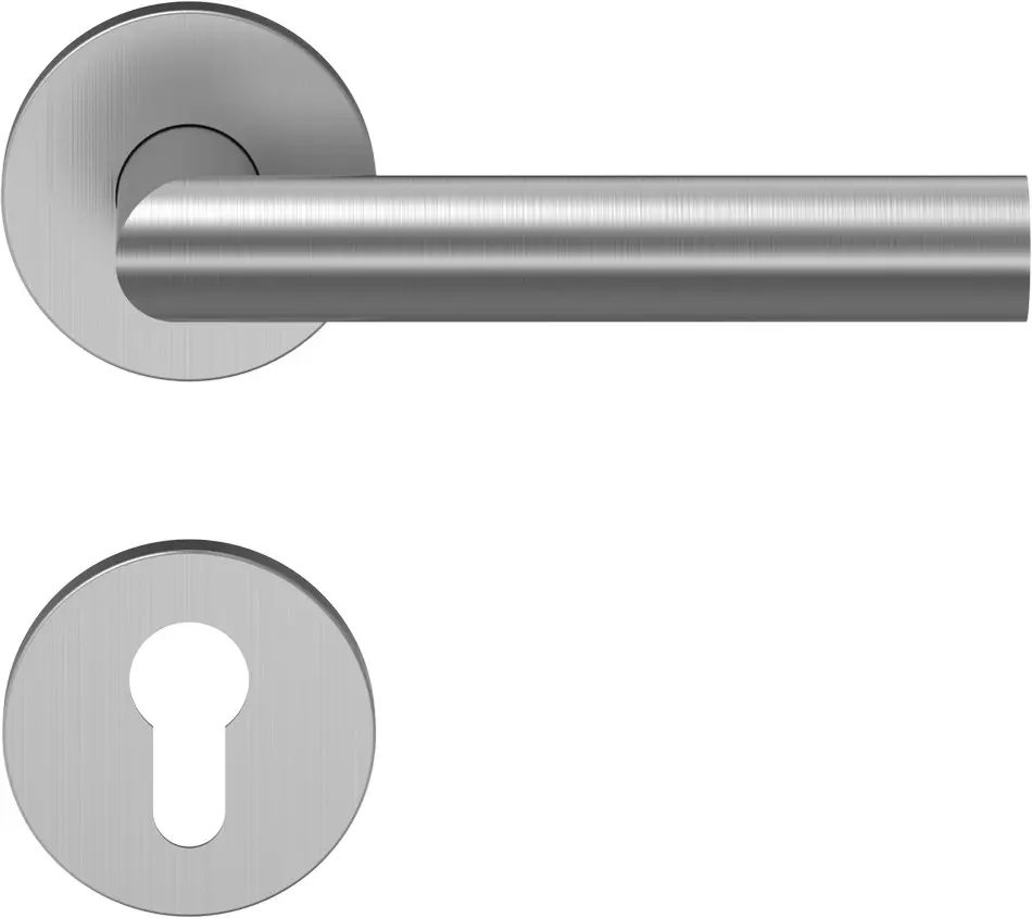 Widok D310 zestaw przeciwpożarowy klamka-klamka stal szlachetna z zaokrąglonymi rozetami - ECO