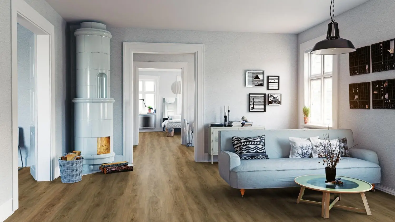 Designerskie panele winylowe na klick dąb khaki Profistep TS