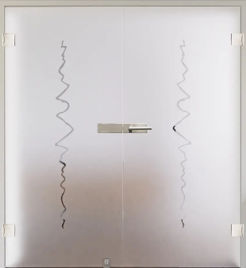 Zdjęcie z modelem 3008 całoszklane drzwi dwuskrzydłowe