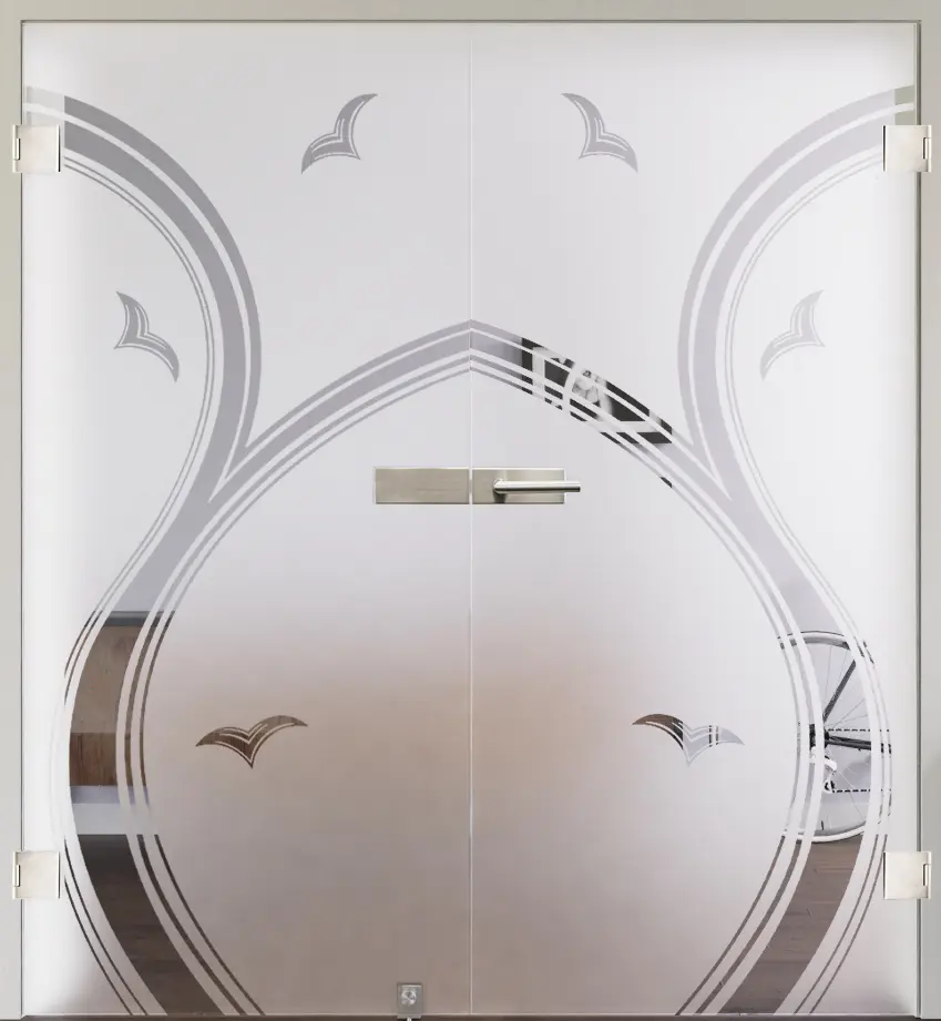 Zdjęcie z modelem 3508 negatyw całoszklane drzwi dwuskrzydłowe - Lienbacher szkło