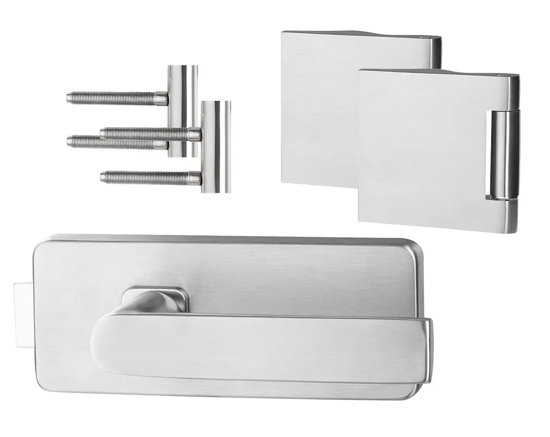 Zestaw okuć do drzwi przeszklonych Gent stal nierdzewna matowa - Erkelenz