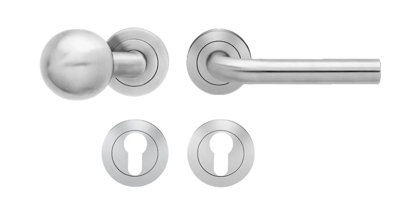KARCHER design klamka drzwiowa Malta ER/FS 25, ochrona przeciwpożarowa, stal nierdzewna matowa, rozeta okrągła, klamko-gałka