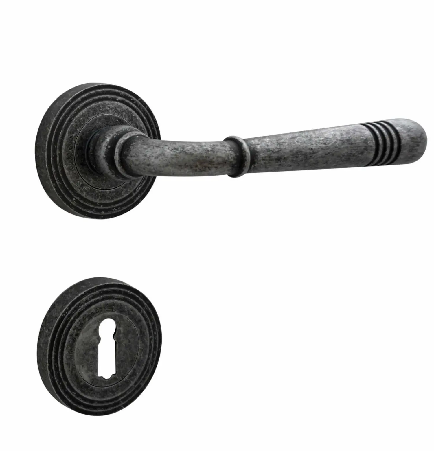 PROGRIFF klamka drzwiowa Helena znal kolor antyczny szary zaokrąglone rozety