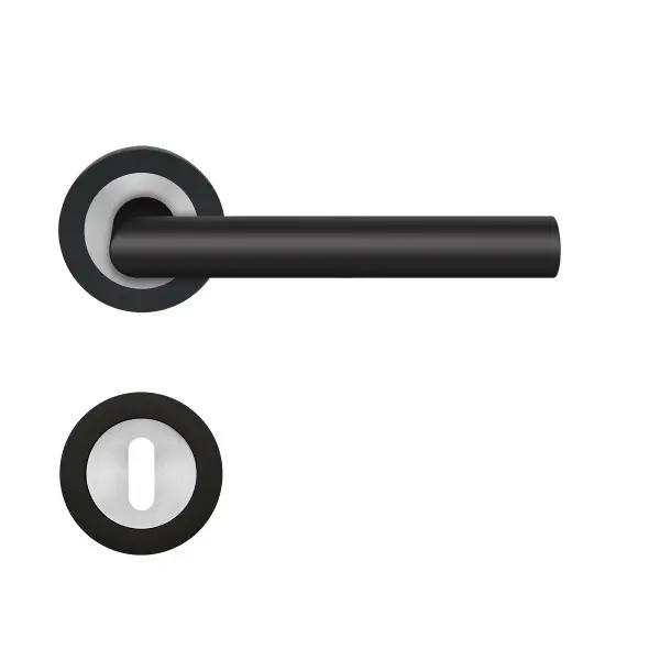 Rhodos ER28 Bicolor kosmos czarny okrągła rozeta zestaw do drzwi pokojowych BB - Karcher design