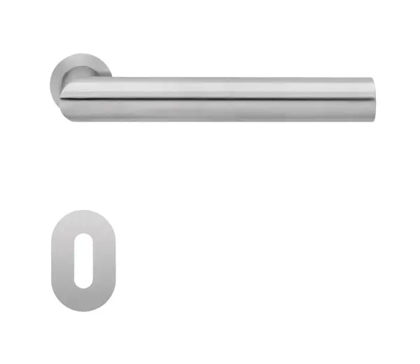 Rhodos ER28 Mini, stal nierdzewna matowa, okrągła rozeta, zestaw do drzwi pokojowych BB - Karcher design