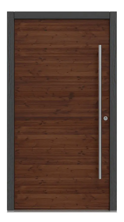 Kneer Haustür Holz 327 Querfurnier Lärche dunkel-Querfurnier Lärche dunkel Frontansicht außen