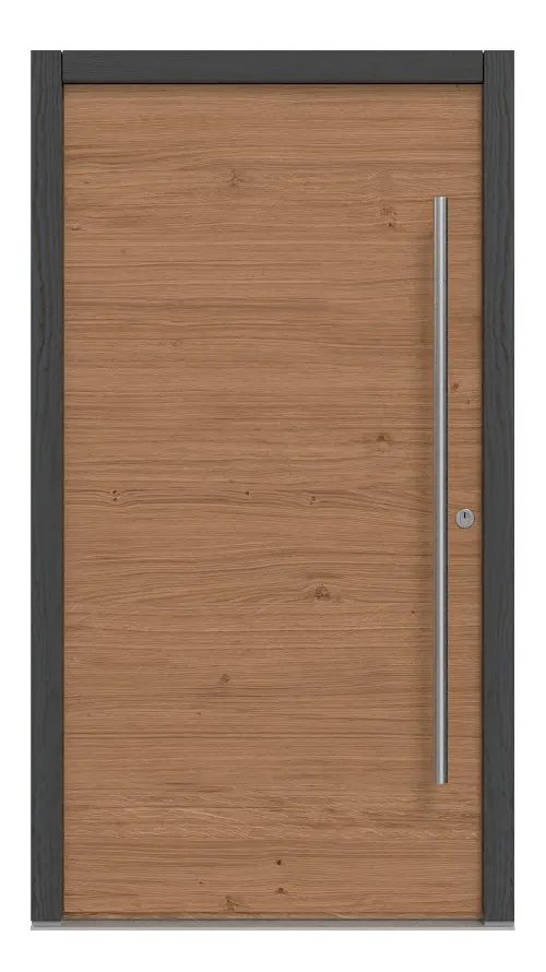 Kneer Haustür Holz 327 Querfurnier Eiche hell-Querfurnier Eiche hell Frontansicht außen