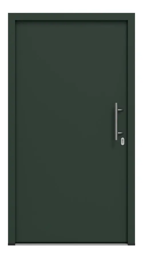 Frontansicht außen von Haustür Thermo46 Motiv 010 in RAL 6009 Tannengrün