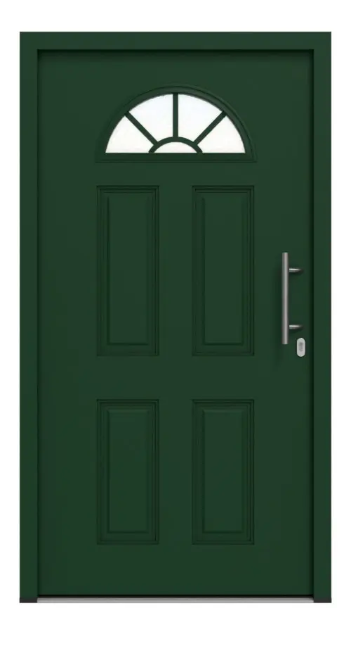 Frontansicht außen von Haustür Thermo46 Motiv 200 in RAL 6005 Moosgrün