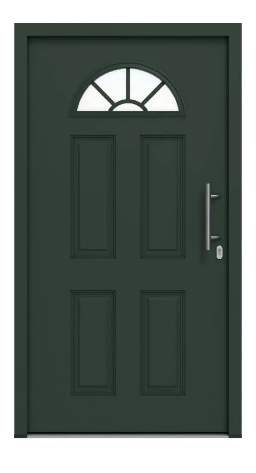 Frontansicht außen von Haustür Thermo46 Motiv 200 in RAL 6009 Tannengrün