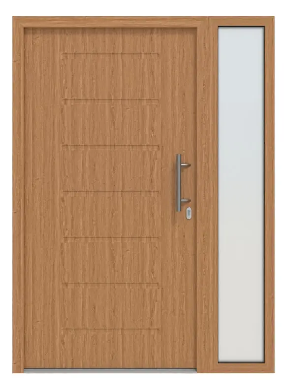 Hörmann Haustür Thermo46 015 mit Seitenteil Winchester Oak-Winchester Oak Frontansicht außen