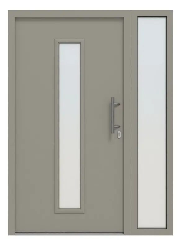 Hörmann Haustür Thermo46 020 mit Seitenteil RAL 7030-RAL 7030 Frontansicht außen