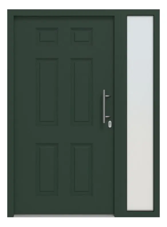 Hörmann Haustür Thermo46 100 mit Seitenteil RAL 6009-RAL 6009 Frontansicht außen