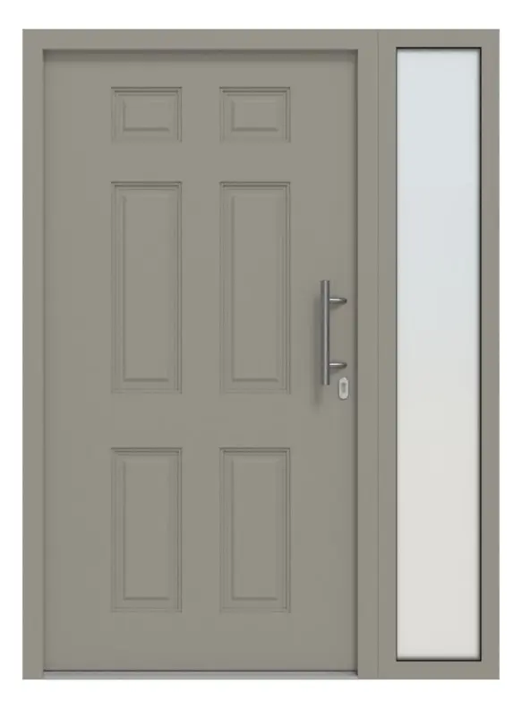 Hörmann Haustür Thermo46 100 mit Seitenteil RAL 7030-RAL 7030 Frontansicht außen