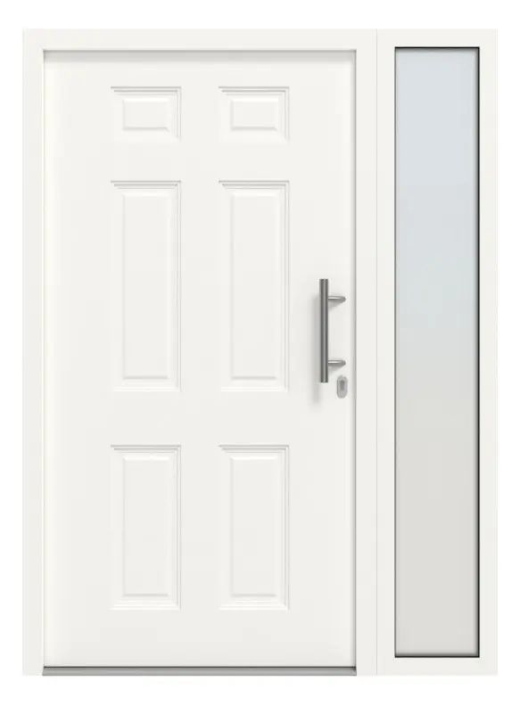 Hörmann Haustür Thermo46 100 mit Seitenteil RAL 9016-RAL 9016 Frontansicht außen