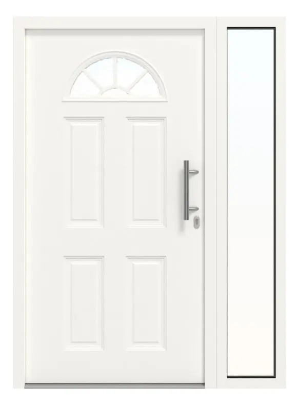 Hörmann Haustür Thermo46 200 mit Seitenteil RAL 9016-RAL 9016 Frontansicht außen