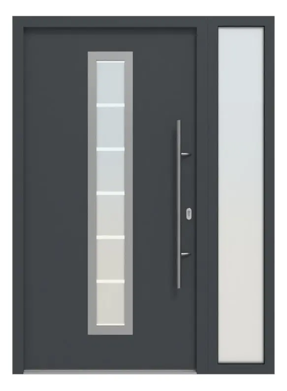 Hörmann Haustür Thermo46 700 mit Seitenteil RAL 7016-RAL 7016 Frontansicht außen