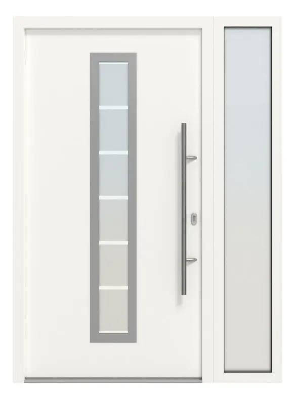 Hörmann Haustür Thermo46 700 mit Seitenteil RAL 9016-RAL 9016 Frontansicht außen