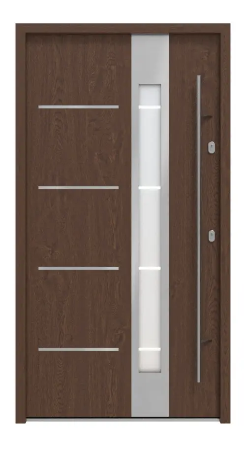 Haustür System S68 2ZA Luna Nussbaum-Nussbaum Frontansicht außen