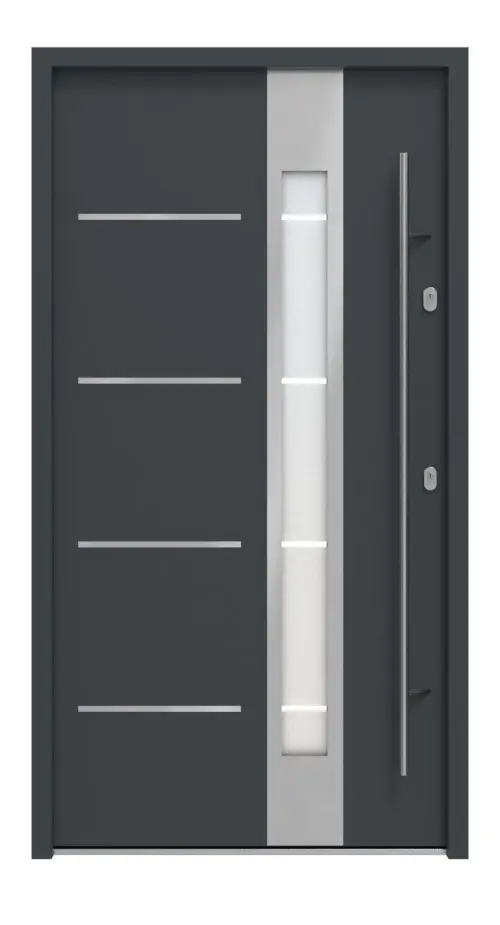 Haustür System S68 2ZA Luna RAL 7016-RAL 7016 Frontansicht außen