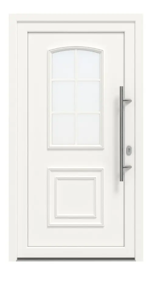 Haustür Kunststoff Premium T002 RAL 9016-RAL 9016 Frontansicht außen