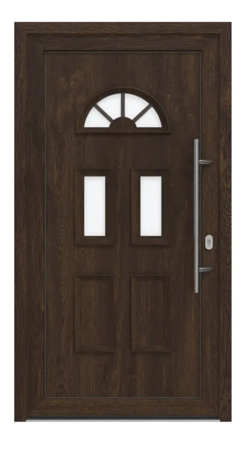Haustür Kunststoff Premium T003 Brown Oak-Brown Oak Frontansicht außen