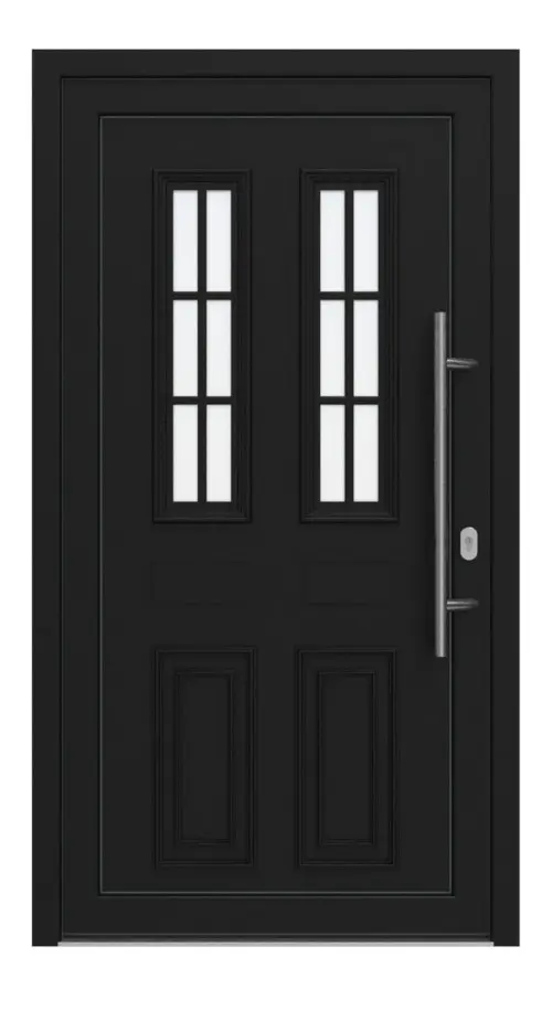 Haustür Kunststoff Premium T043 RAL 9005-RAL 9005 Frontansicht außen