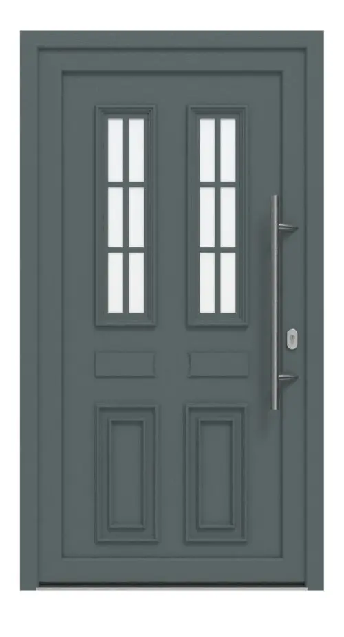Haustür Kunststoff Premium T043 Quarz Grau-Quarz Grau Frontansicht außen