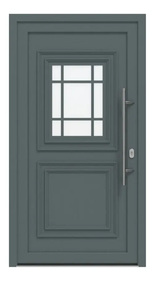 Haustür Kunststoff Premium T047 Quarz Grau-Quarz Grau Frontansicht außen