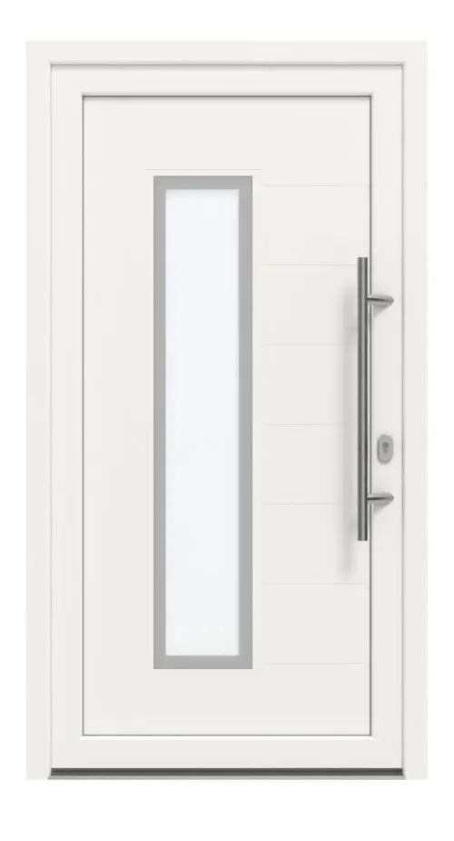 Haustür Kunststoff Premium T054 RAL 9016-RAL 9016 Frontansicht außen