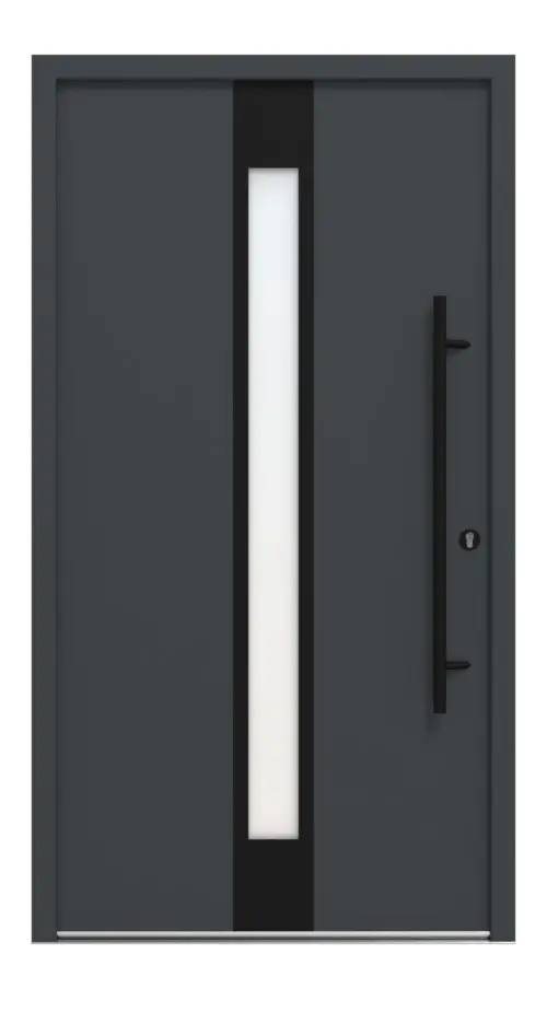 Interio Energiespar-Haustür Stahl-Alu Black Design Motiv B01 RAL 7016-RAL 7016 Frontansicht außen