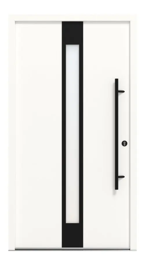 Interio Energiespar-Haustür Stahl-Alu Black Design Motiv B01 RAL 9016-RAL 9016 Frontansicht außen